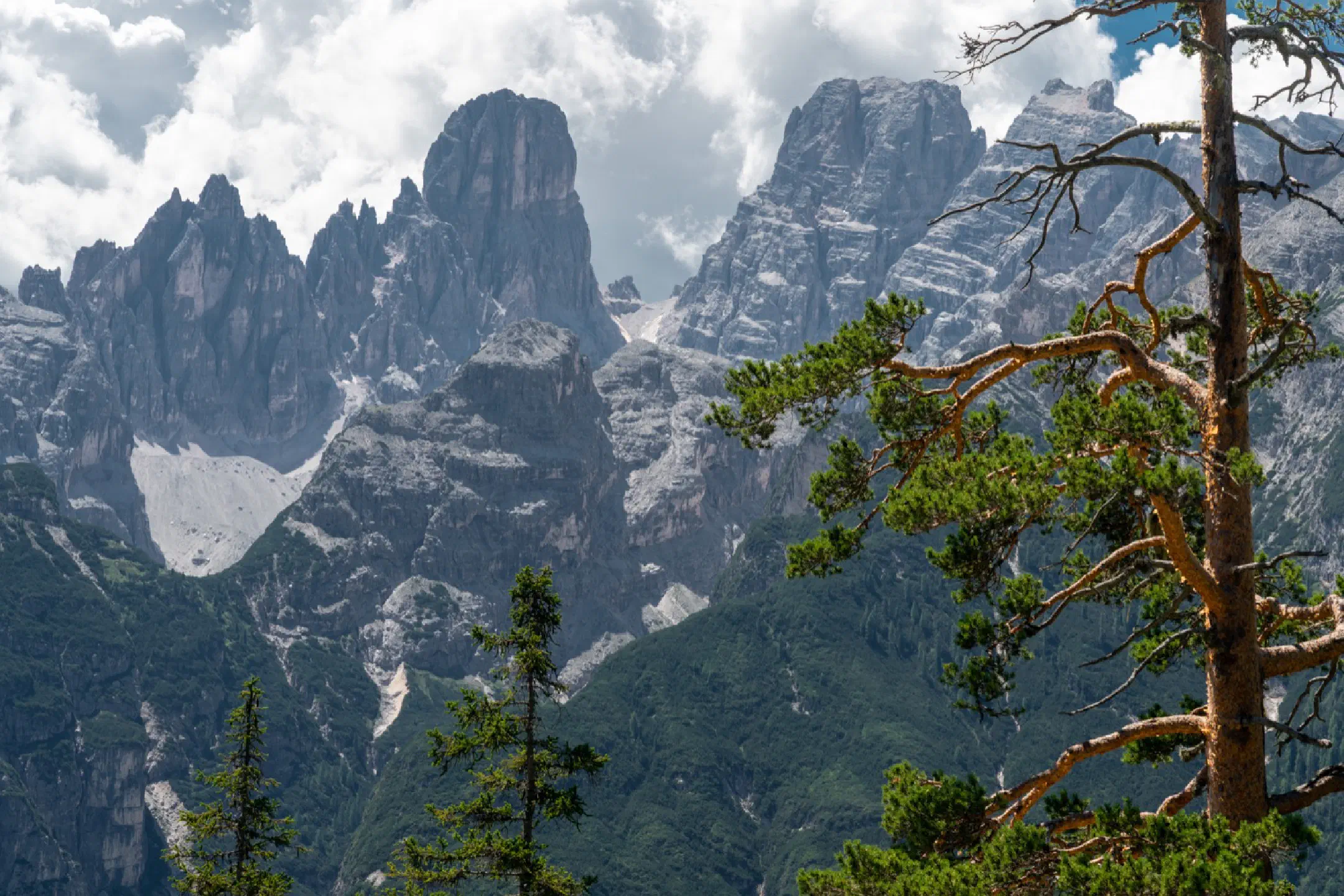 Dried-up riverbed of the Rienz and Monte Cristallo