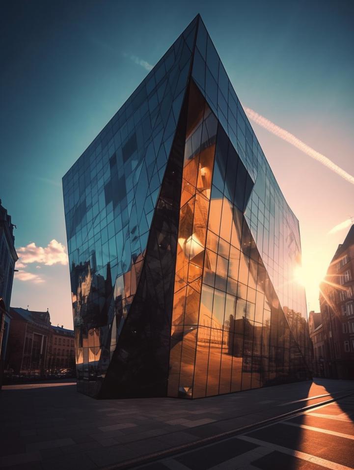 Midjourney prompt: 'photo shot berlin by claude white, in the style of daniel libeskind, macro perspectives, bjarke ingels, lens flare, the düsseldorf school of photography, glazed surfaces, 32k uhd --ar 3:4 --s 750'