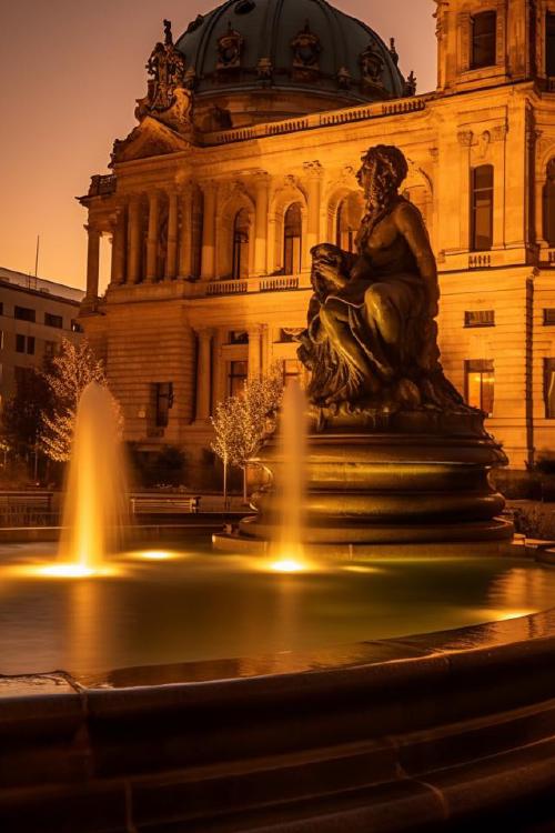 Midjourney's artificial take on: 'Neptunbrunnen and City Hall'
