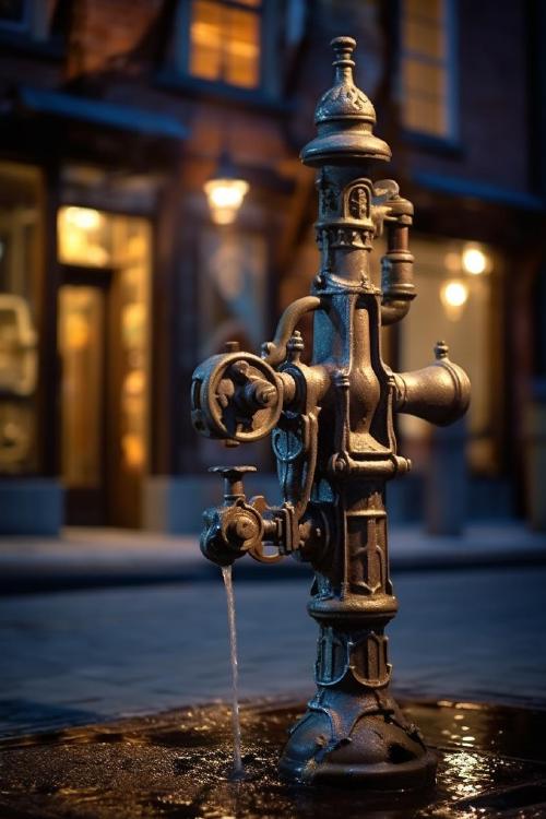Midjourney's artificial take on: 'Water pump in Charlottenburg'