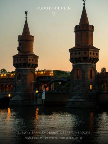 Subway train crossing Oberbaumbrücke