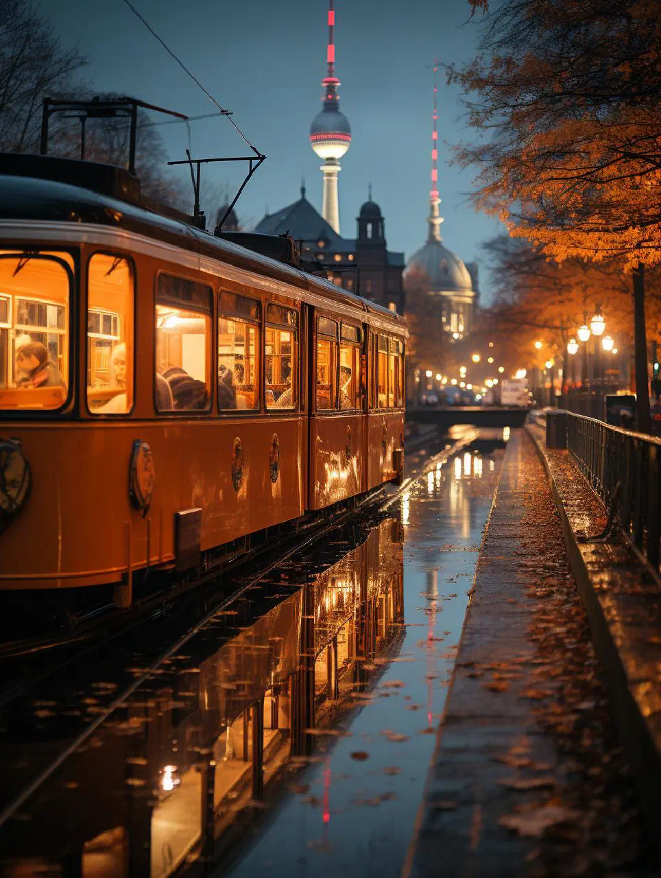 Subway train crossing Oberbaumbrücke