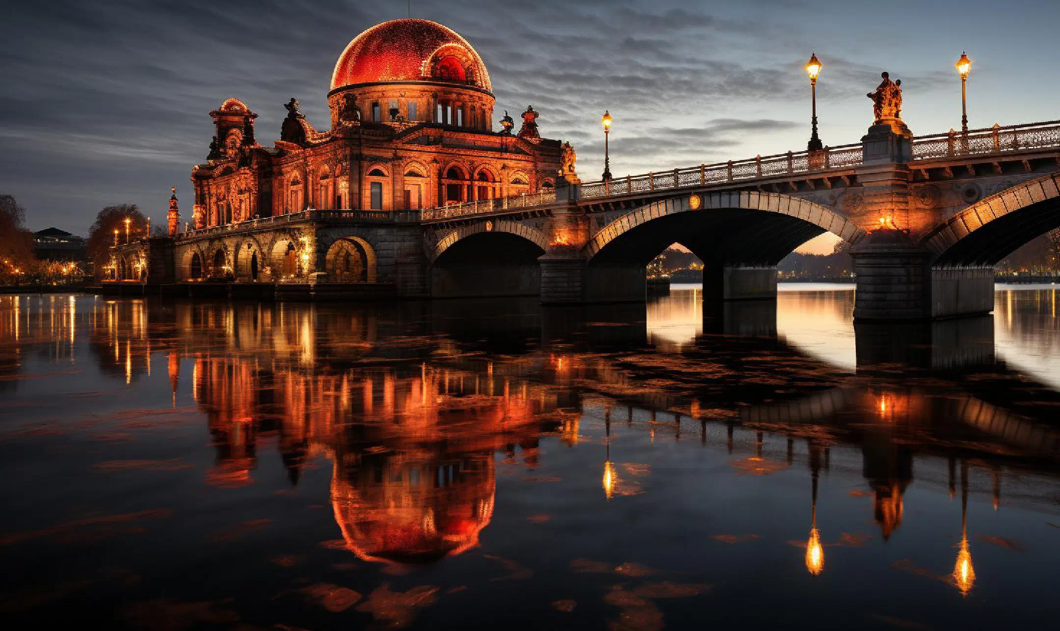 Subway train crossing Oberbaumbrücke