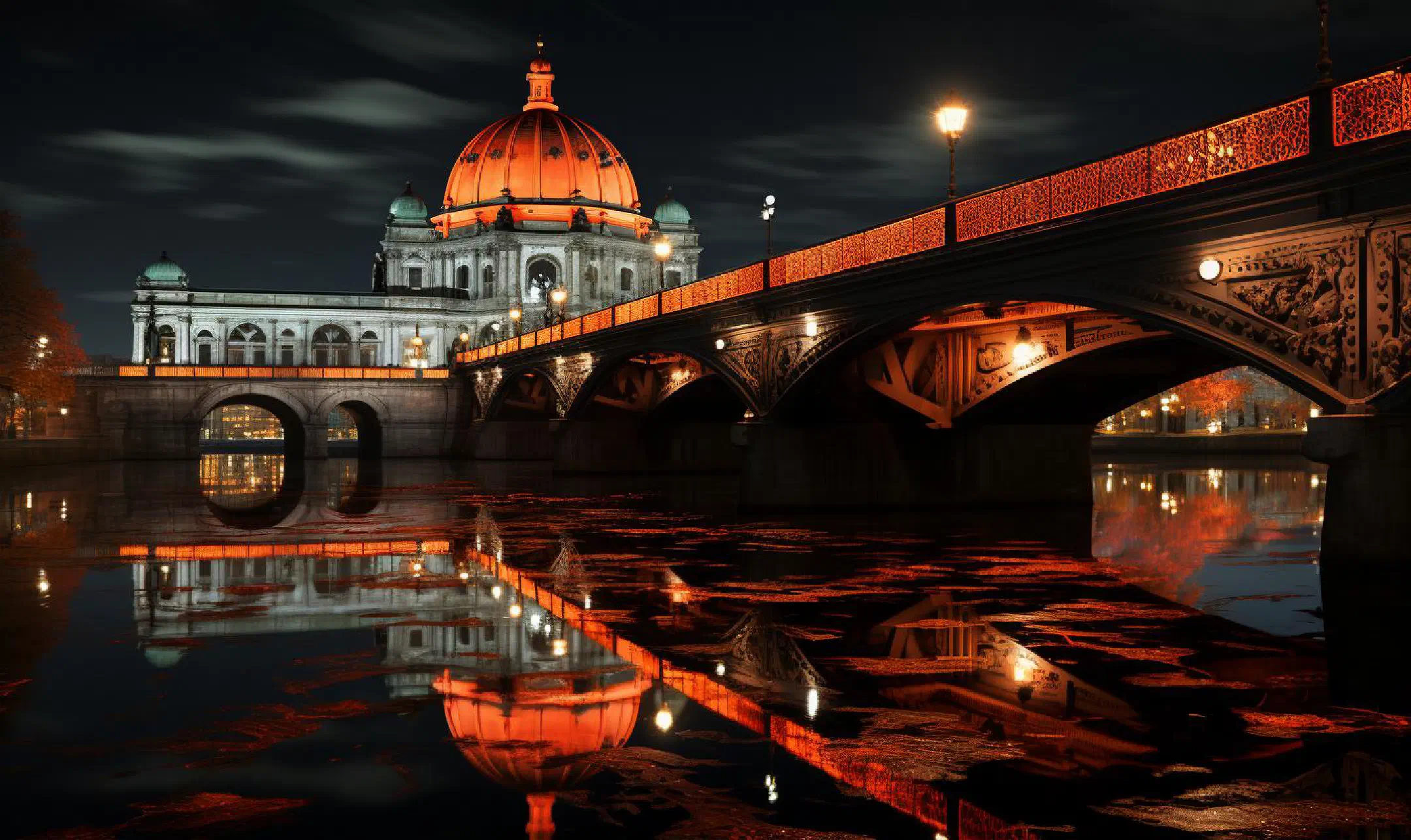 Subway train crossing Oberbaumbrücke