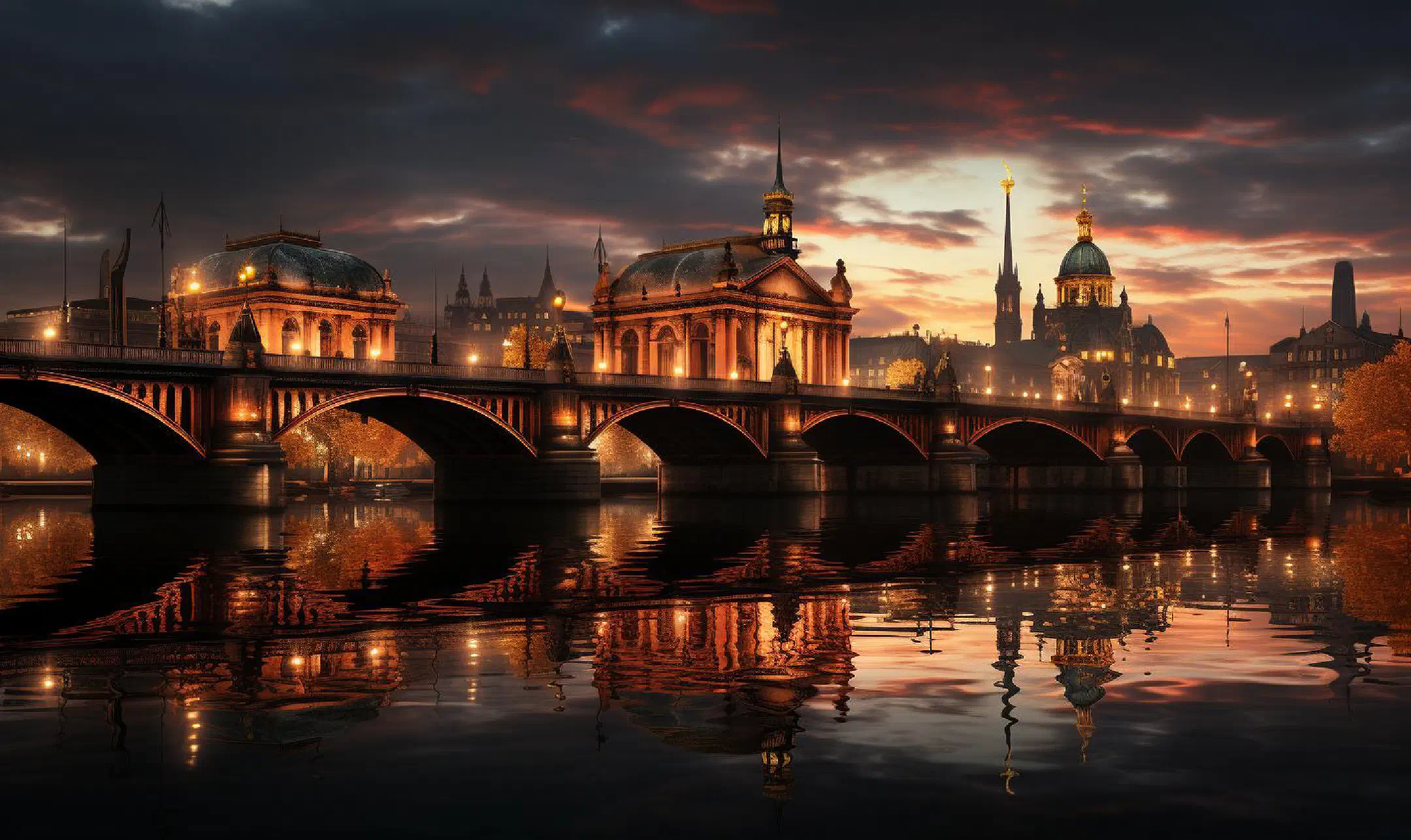 Subway train crossing Oberbaumbrücke