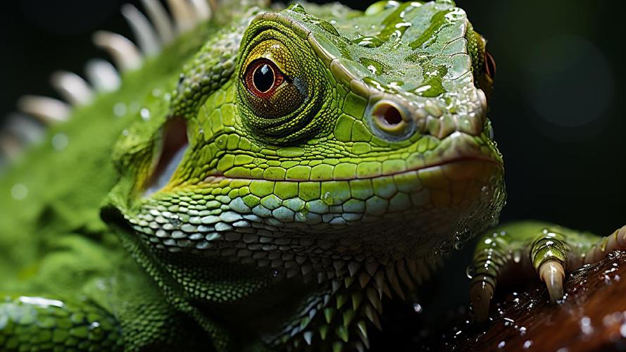Midjourney's artificial take on: 'Green lizard'
