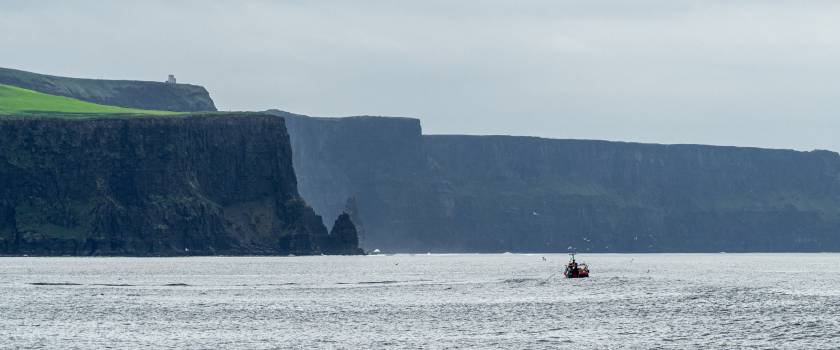 Ship at the Cliffs of Moher