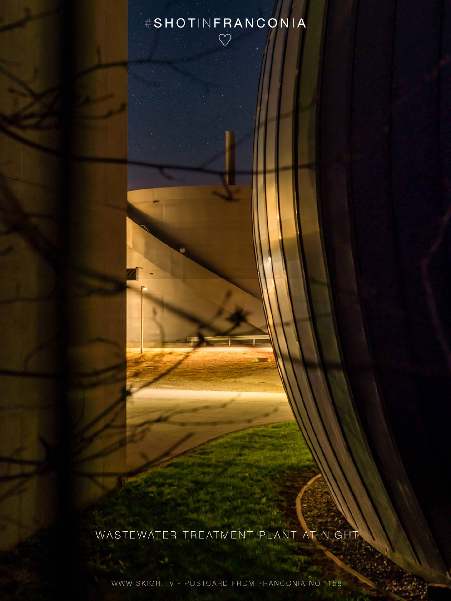 Wastewater treatment plant at night