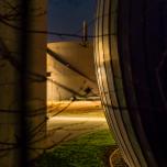 Wastewater treatment plant at night