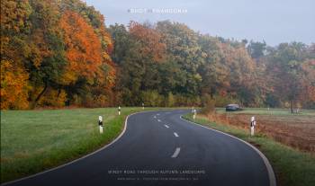 Windy road through autumn landscape