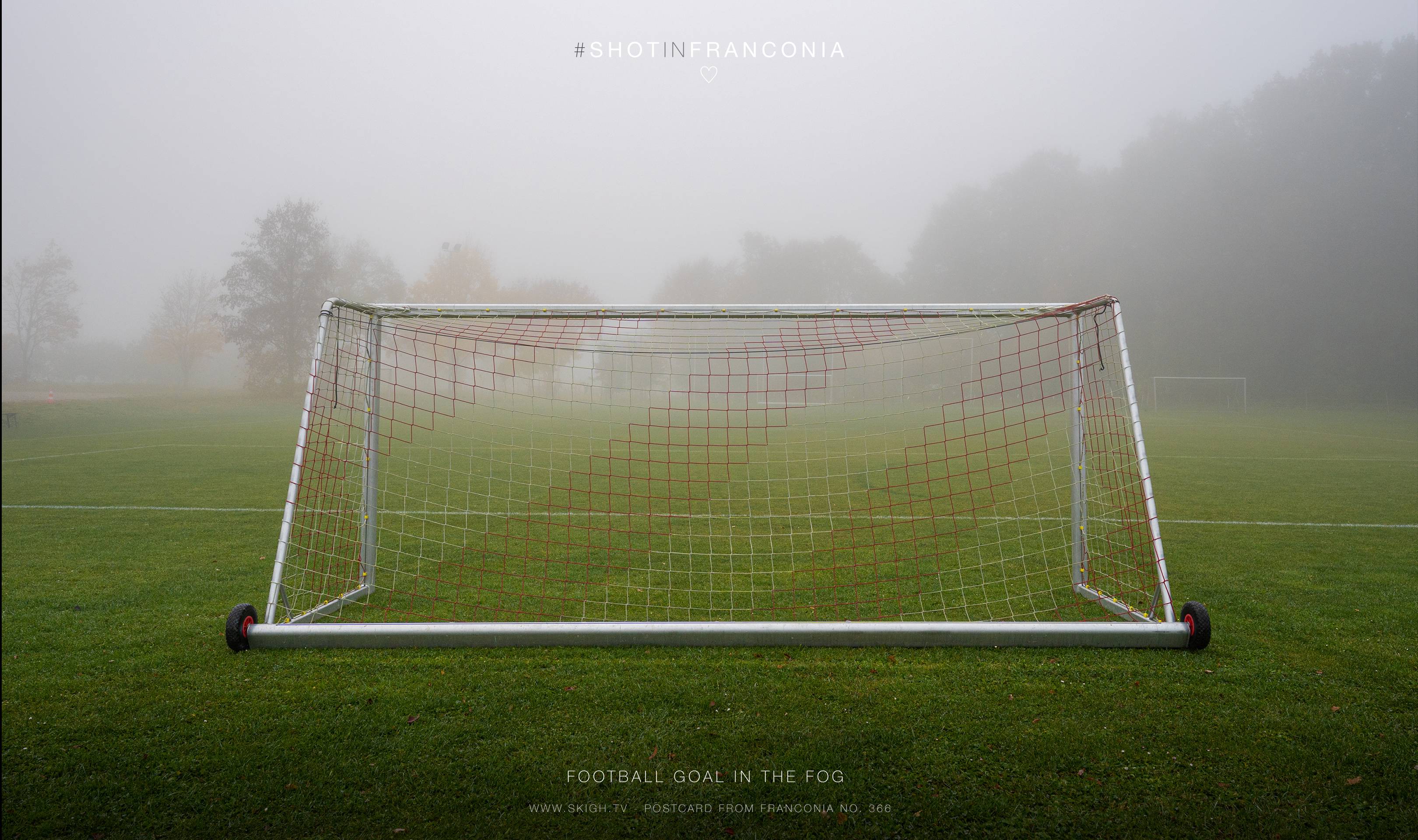 Football goal in the fog