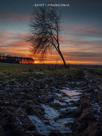 Icy tractor tracks