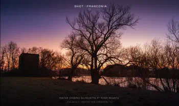 Winter evening silhouette at river Regnitz