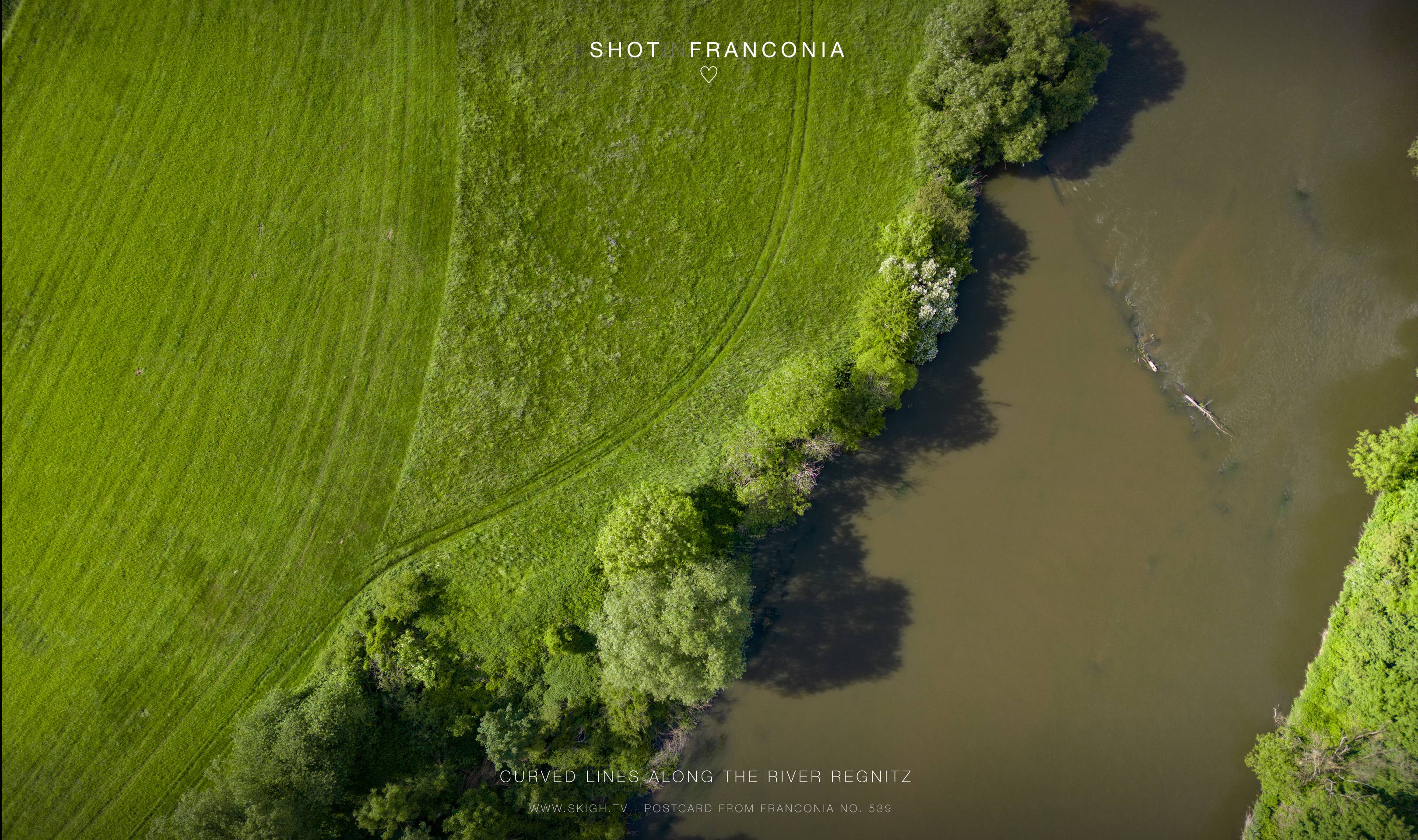 Curved lines along the river Regnitz | 1/730s * f1.7 * ISO 100 * 7mm - 6.7 mm f/1.7 - DJI Mini 3 pro Curved lines along the river Regnitz
