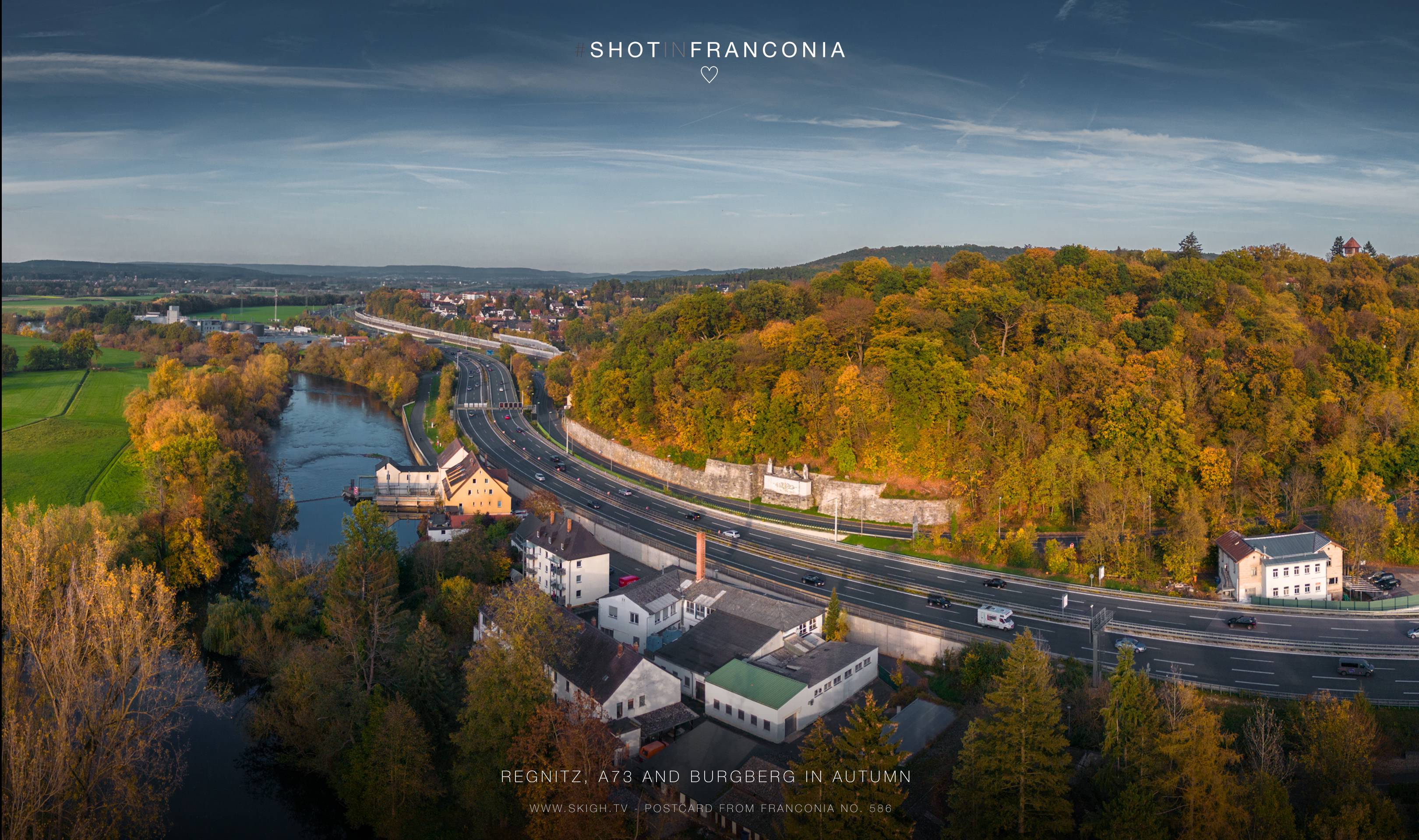 Regnitz, A73 and Burgberg in autumn