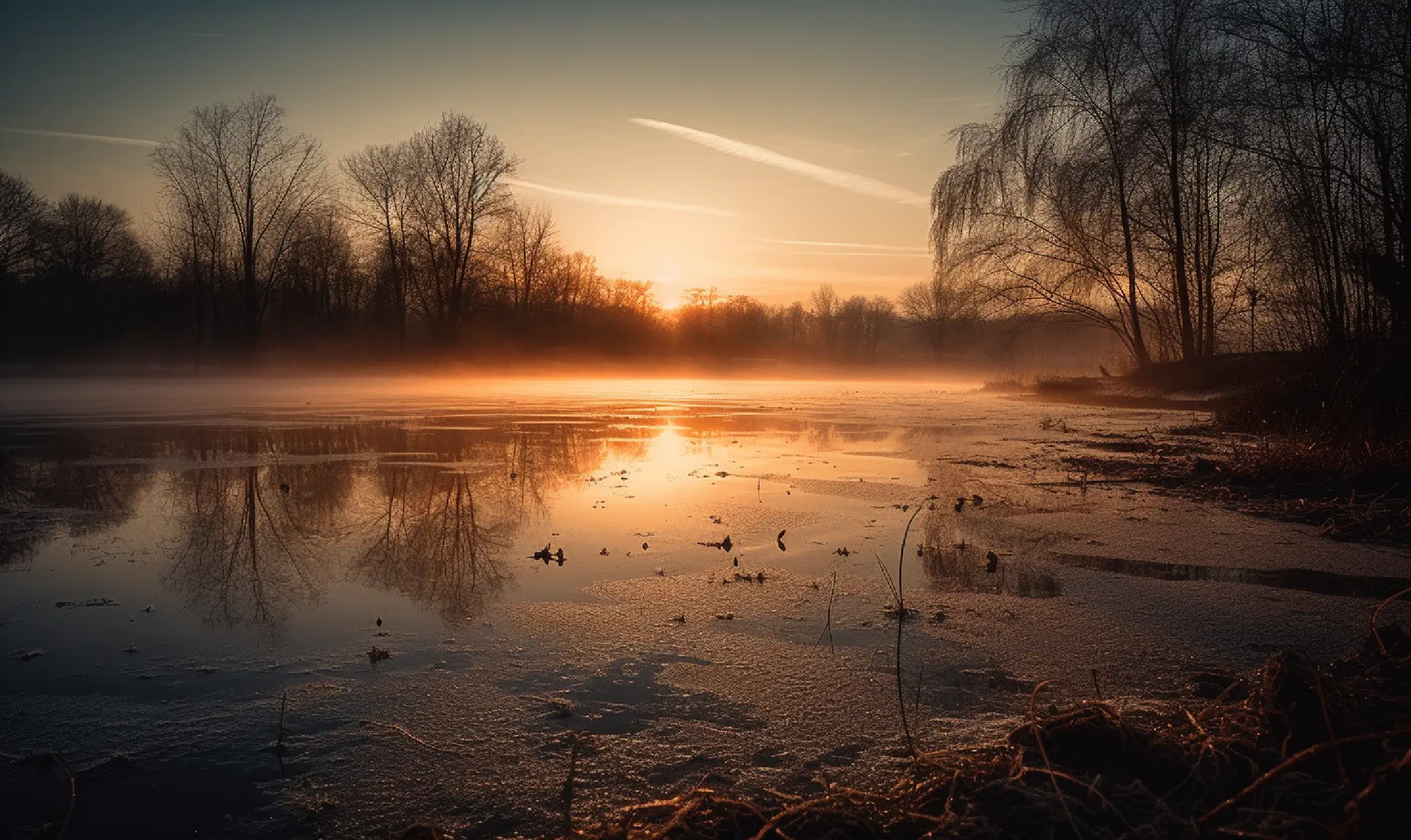 Half frozen reflections