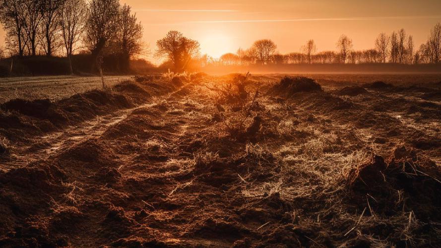 Midjourney's artificial take on: 'Plowed field'