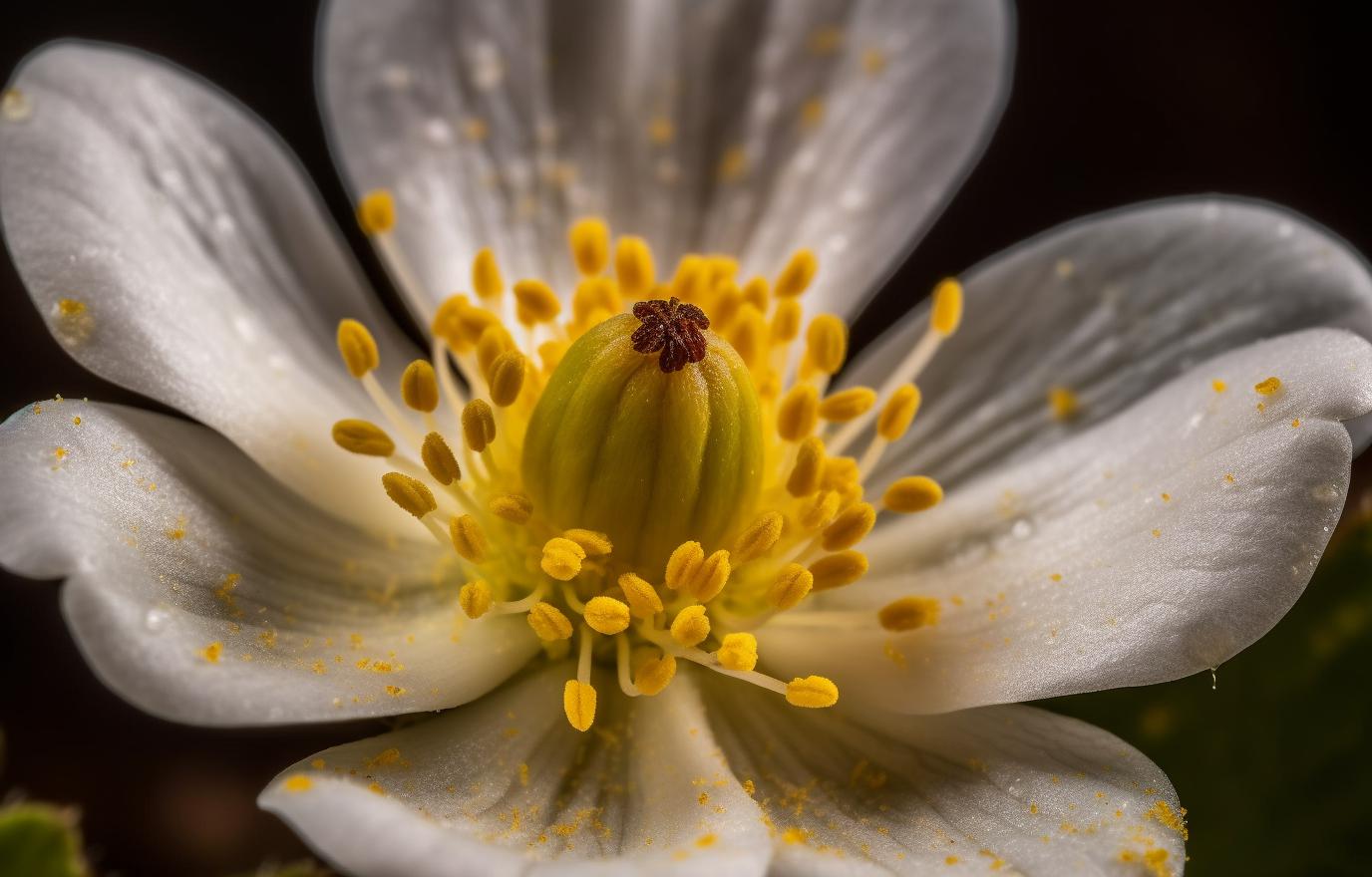 Midjourney prompt: 'white wood anemone with yellow centers, in the style of focus stacking, realistic and naturalistic textures, zeiss batis 18mm f/2.8, vibrant colors in nature, realistic, detailed rendering, bentwood, national geographic photo --ar 500:321 --s 750 --v 5 '