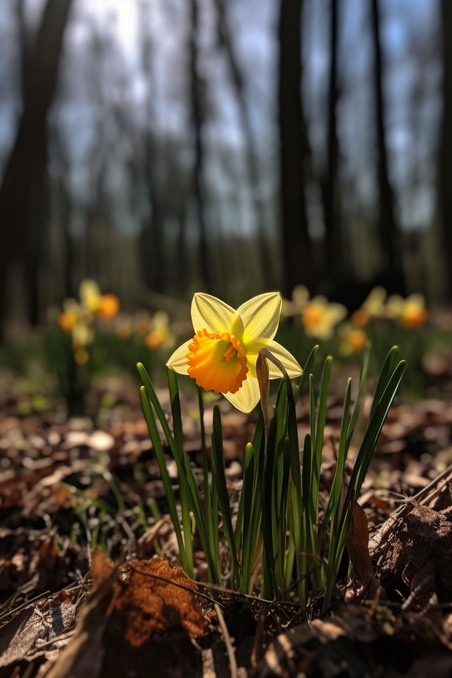 Midjourney prompt: 'the springtime daffodils are clumped together, in the style of bokeh, wide angle lens, stockphoto, joachim patinir, single object, wimmelbilder, sharp focus --ar 333:500 --s 750 --v 5'
