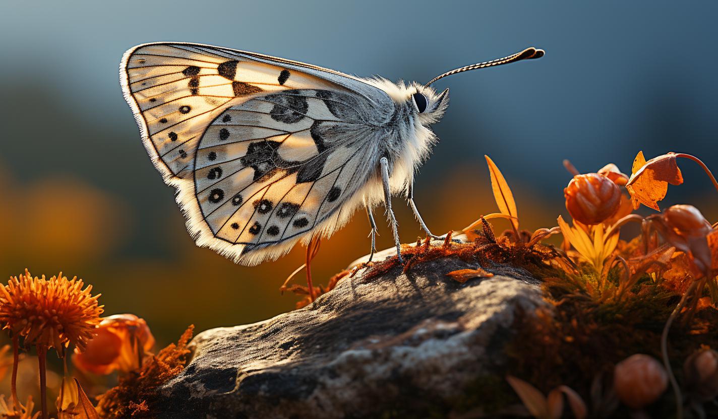 Midjourney prompt: 'a close up image of marbled white, in the style of powerful and emotive portraiture, striped arrangements, samyang 14mm f/2.8 if ed umc aspherical, detailed miniatures, light white and light orange, environmental awareness --ar 128:75 --s 750 '