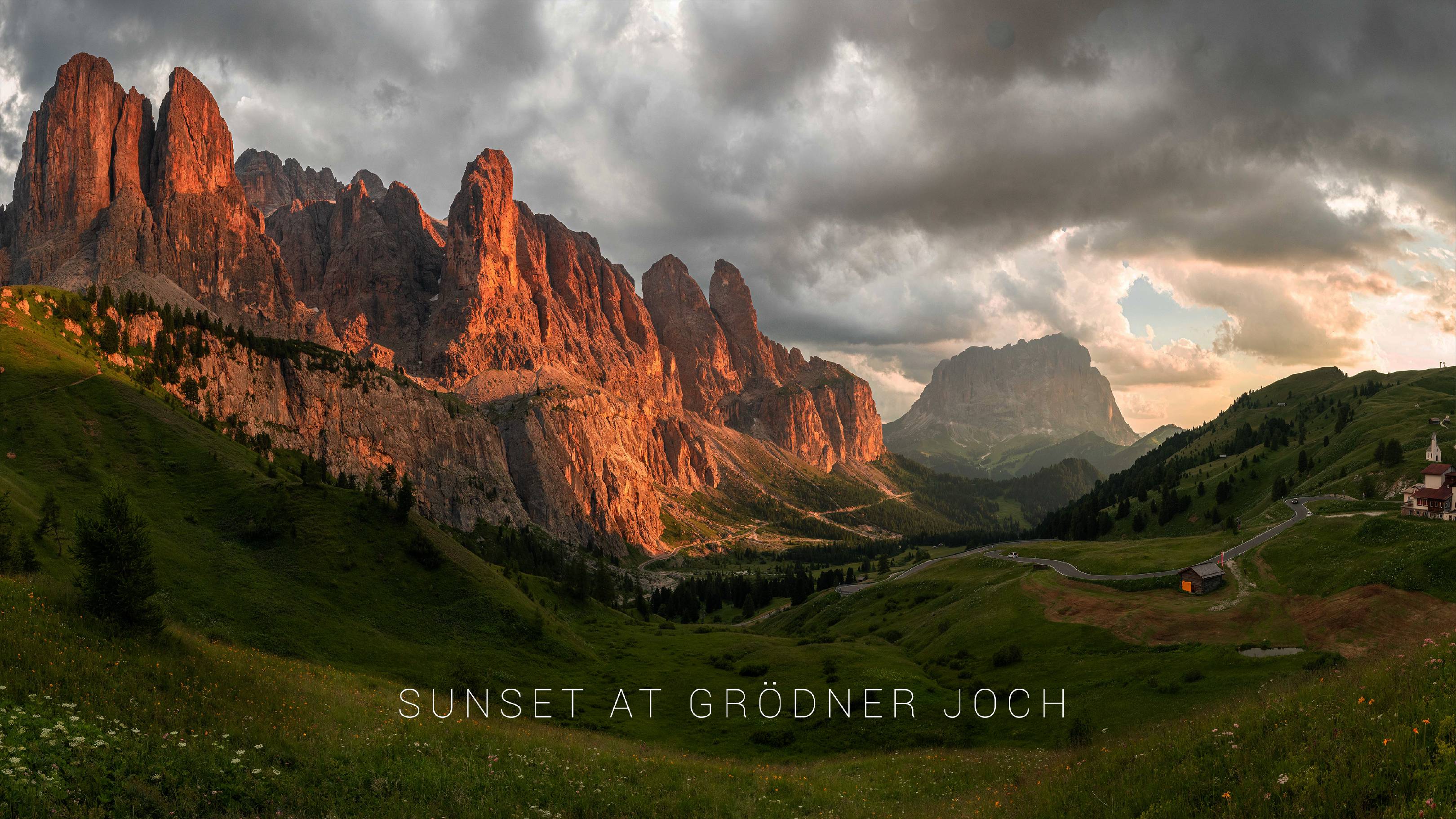 Sunset at Grödner Joch - 4K Timelapse